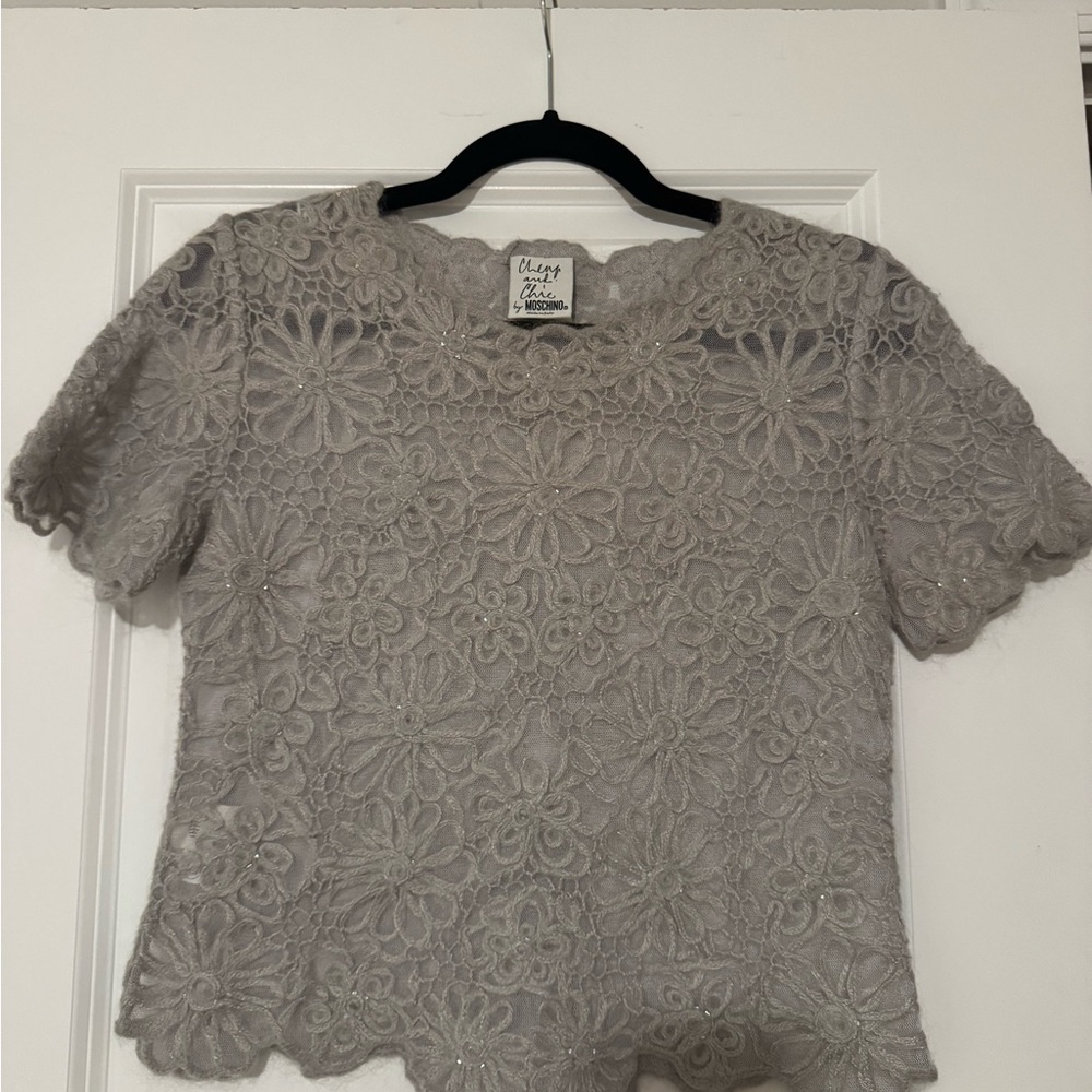 Moschino Women's Gray Lace Top